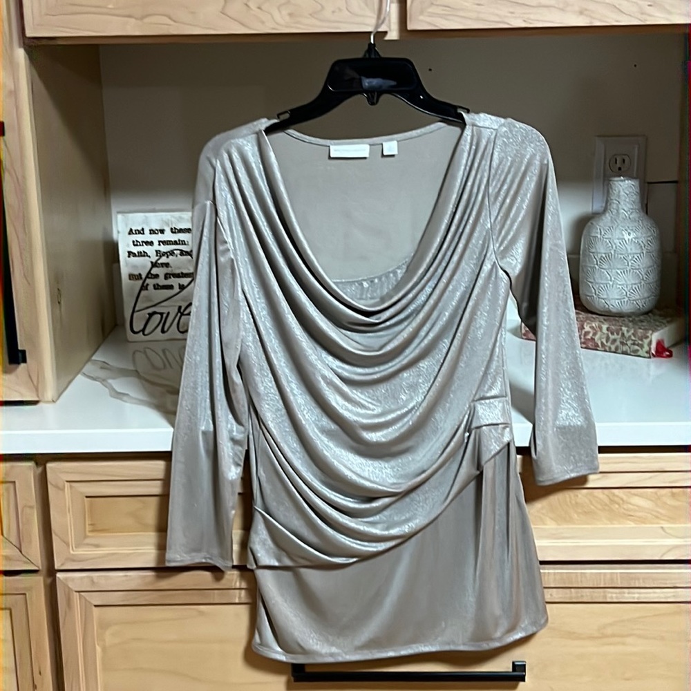 New York & Co stretch cowl neck blouse; 3/4 sleeve; SMALL; excellent condition